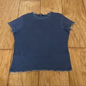 Brandy Melville blue ruffled shirt